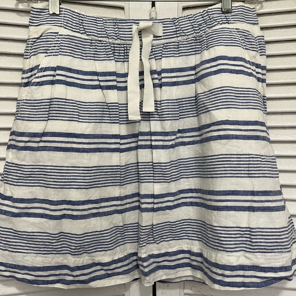 J.CREW STRIPED LINEN MINI SKIRT